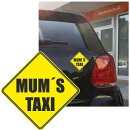 Aufkleber &quot;Mums Taxi&quot;, 13x13cm, kfz_192, au&szlig;enklebend f&uuml;r Auto, Fahrzeuge, UV- und witterungsbest&auml;ndig, f&uuml;r Waschanlagen geeignet