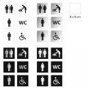 Behinderten WC T&uuml;r-Schild I Acrylglas selbstklebend I 8 x 8 cm schwarz wei&szlig;