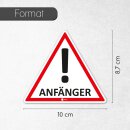 Fahrzeug-Aufkleber Anf&auml;nger! I 10 x 8,7 cm I hin_094