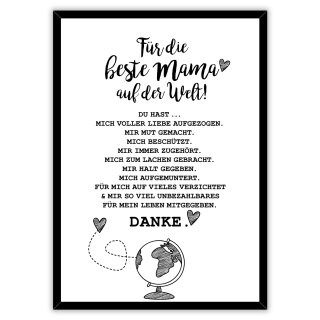 F&uuml;r die beste Mama der Welt I Poster inklusive Rahmen I 30 x 40 cm - Mama