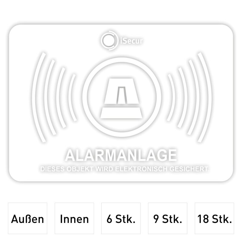 Adesivo Antivetro Isecur "Alarm Gesichert" 5x5 Cm – Autoadesivo Per Finestre, Auto, Casa, Auto, Camion