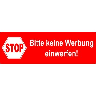 5 Aufkleber Stop Bitte keine Werbung einwerfen! I 9 x 3 cm I rot