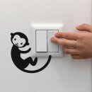Affen Aufkleber für Lichtschalter und Steckdosen I 9,5 x 9,5 cm I Wandtattoo I lustiger Sticker als Dekoration I schwarz I div016