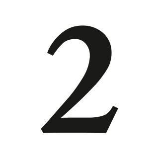 Zahlen-Aufkleber Nr. 2 in schwarz I H&ouml;he 40 cm