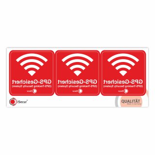3er Aufkleber-Set GPS-Gesichert I innenklebend I 6 x 6 cm