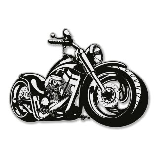 Wandtattoo Custom-Bike I Schwarz/Weiß I 13,7 x 10 cm I Harley, Moped, Chopper I Tür-Aufkleber, Matt laminiert, Vergilbungsfrei, Raufaser geeignet I kfz609