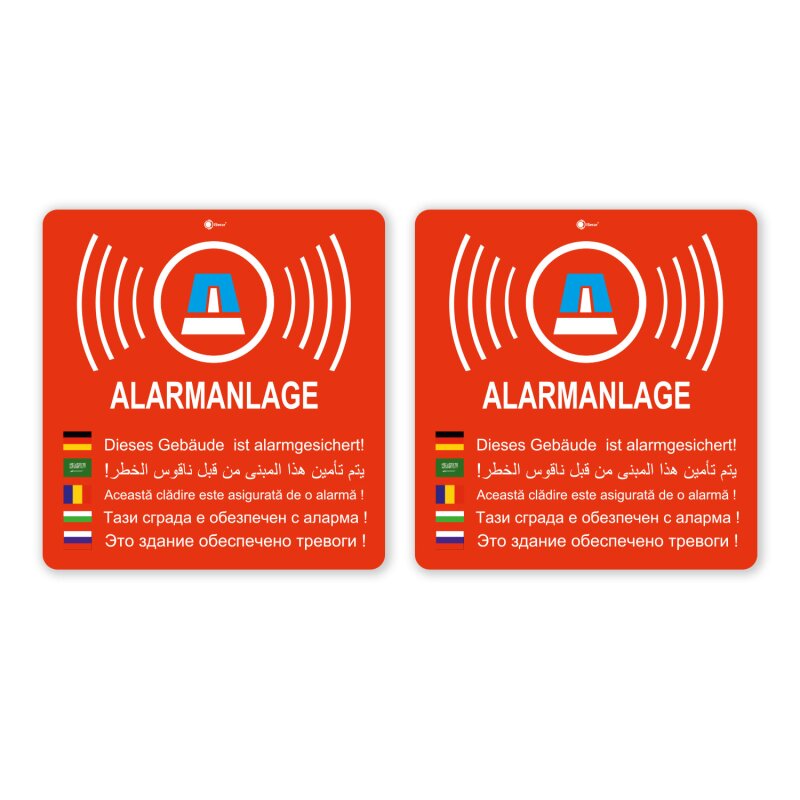 Adesivo Avviso Allarme Isecur 5x5 Cm, Per Vetri Casa Auto, Resistente UV, Made In Germany - 2