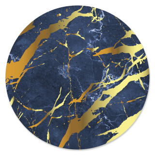 Mauspad Marmor-Look I &Oslash; 22 cm rund I Blau Gold