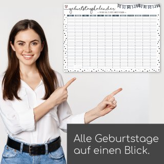 Terminplaner zum Aufhängen Konfetti-Motiv I mit Stift I DIN A3 I Whiteboard