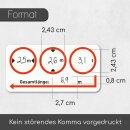 Hinweis-Aufkleber Fahrzeugmaße 2x I Größe I Länge x Breite x Höhe x Gewicht I 10 x 5 cm