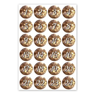 Adventskalender-Sticker I braun Gold