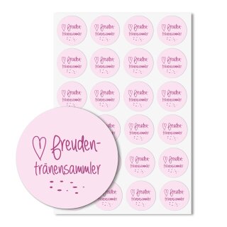 24 Aufkleber Freudentränen-Sammler I dv133 rosa I Ø 4 cm I Set Freudentränen-Sticker Hochzeits-Sticker I Taschentuch Tränen Hochzeit Dekoration