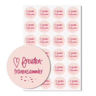 24 Aufkleber Freudentränen-Sammler I dv134 rot I Ø 4 cm I Set Freudentränen-Sticker Hochzeits-Sticker I Taschentuch Tränen Hochzeit Dekoration
