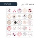 25 Hochzeits-Aufkleber I rosa