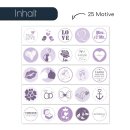 25 Hochzeits-Aufkleber I flieder