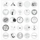 25 Hochzeits-Aufkleber I grau