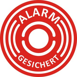5er Aufkleber-Set Alarm-gesichert I &Oslash; 4 cm