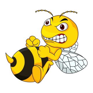 Aufkleber Böse Biene Angry Bee I 15 x 13 cm groß gelber Sticker Wespe - kfz_510