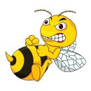 Aufkleber B&ouml;se Biene Angry Bee I 15 x 13 cm...