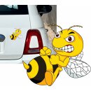 Aufkleber B&ouml;se Biene Angry Bee I 15 x 13 cm gro&szlig; gelber Sticker Wespe - kfz_510