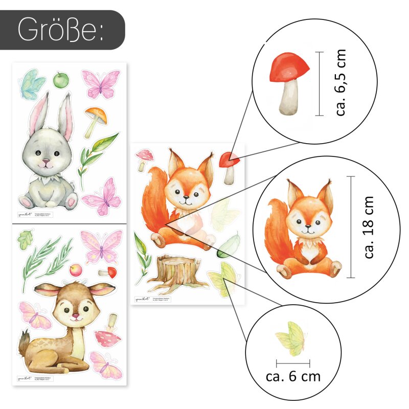 8-teiliges Fensterbilder-Set Morehead – Mit Namen, Kinder & Tiere
