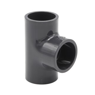 PVC-Muffe T-Stück 90° I 32mm I 1 Zoll I Klebemuffe I PVC-Rohrmuffe mit 2-Anschlüssen I Rohr-Verbindungsstück PVC-Fitting I bm067