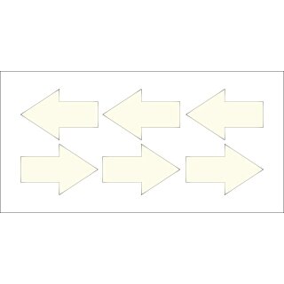 Reflektierendes Aufkleber Set - Pfeile - 6 Stück Silber ca. 5,5 x 3,5 cm pro Sticker - Leucht-Sticker Sicherheit im Dunkeln - reflex_009