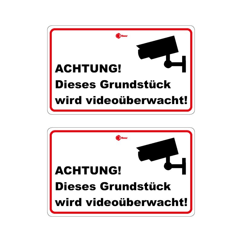 Videoüberwachung Aufkleber – 4 Stück, 15x13 Cm, Selbstklebend, Witterungsbeständig