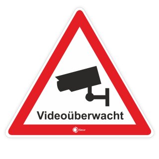 3er Set innenklebende Hinweis-Aufkleber "Videoüberwacht" I Höhe 8 cm