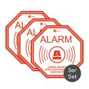 3er Set Alarm-Aufkleber I 10 x 10 cm