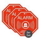 3er Set Alarm-Aufkleber innenklebend I 10 x 10 cm