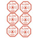 6er Set Alarm-Aufkleber I hin218 I 5 x 5 cm I Achtung Objekt wird elektronisch gesichert I für Fenster-Scheibe, Tür I außenklebend wetterfest