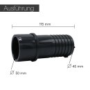 PVC-U Schlauchtülle I 50 x 45 mm I Fitting für Pool, Teich und Garten I bm_162