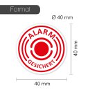 10er Aufkleber-Set Alarm-gesichert I innenklebend I &Oslash; 4 cm