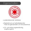 easydruck24de 6 Stück Aufkleber Alarmgesichert I Ø 40mm rund I Hinweis auf Alarmanlage I außenklebend permanent haftend I UV- und witterungsbeständig I für Fenster, Haus, Auto, Baumaschinen I hin434