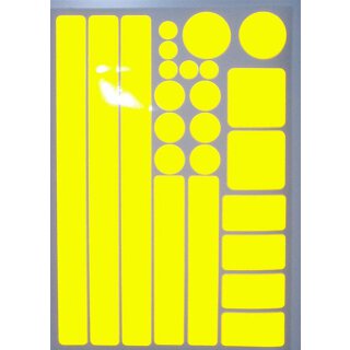 Reflektierendes Aufkleber Set - Kreise Rechtecke Quadrate - 24 x Gelb - Reflexion Leucht-Sticker Sicherheit im Dunkeln - reflex_011