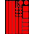 Reflektierendes Aufkleber Set - Kreise Rechtecke Quadrate in verschiedenen Gr&ouml;&szlig;en - 24 St&uuml;ck Rot - Leucht-Sticker Sicherheit im Dunkeln - reflex_012