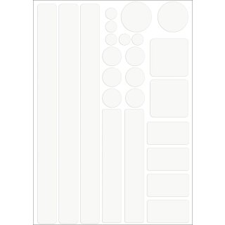 Reflektierendes Aufkleber Set - Kreise Rechtecke Quadrate in verschiedenen Gr&ouml;&szlig;en - 24 St&uuml;ck Silber/Wei&szlig; - Leucht-Sticker - reflex_013