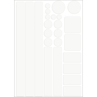 Reflektierendes Aufkleber Set - Kreise Rechtecke Quadrate in verschiedenen Größen - 24 Stück Silber/Weiß - Leucht-Sticker - reflex_013