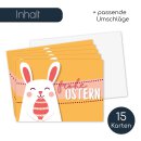15 Oster-Karten mit Hasen-Motiv I DIN A6