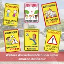 Warnschild I Achtung Spielende-Kinder I Aluverbund-Schild I 30 x 20 cm I hin_045