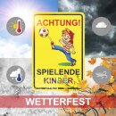 Warnschild I Achtung Spielende-Kinder I Aluverbund-Schild I 20 x 30 cm I hin_222