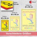 Warnschild I Achtung Spielende-Kinder I Aluverbund-Schild I 20 x 30 cm I hin_222