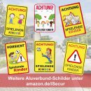 Warnschild I Achtung Spielende-Kinder I Aluverbund-Schild I 20 x 30 cm I hin_222
