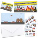 8er-Set Einladungskarten Feuerwehr mit Umschl&auml;gen...