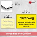 XL-Warnschild I Privatweg I Betreten verboten I Aluverbund I 40x30cm I hin_409