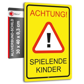 XL Warnschild I Spielende-Kinder I Aluverbund-Schild I 30 x 40 cm I hin_400