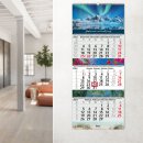 3-Monatskalender 2024 mit Spiralbindung und Bilder-Block - 81 cm lang - mehrsprachig- 6 Urlaubsmotive - Wandkalender zum Aufh&auml;ngen - tr_222