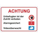 XL-Warnschild I Achtung Zutritt verboten I Aluverbund I 40 x 30 cm I hin_418