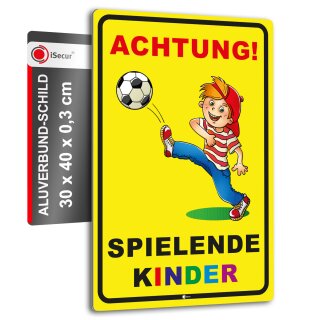 XL Warnschild I Spielende-Kinder I Aluverbund-Schild I 30 x 40 cm I hin_397